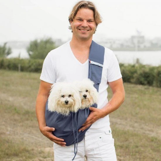 4LazyLegs Hondendraagtas Canvas Blauw Grijs 1 4LazyLegs Hondendraagtas Canvas Blauw Grijs