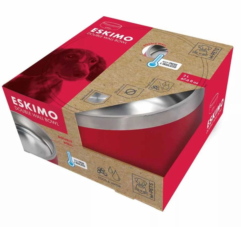 M-Pets Dubbelwandige Drink- Of Voerbak Eskimo Rood 1 M-Pets Dubbelwandige Drink- Of Voerbak Eskimo Rood